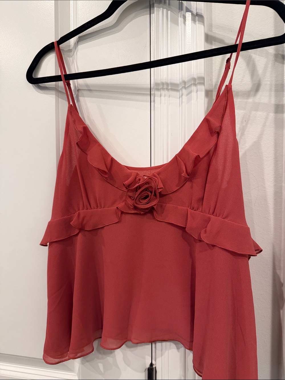 Wilfred Coral Red Ruffle Camisole with Rosette